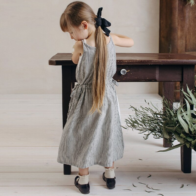 Girls New Casual Sleeveless Waist Drawstring Suspender Dresses TZP17-(Hand Made)