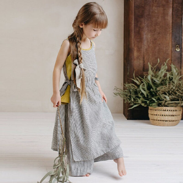 Girls New Casual Sleeveless Waist Drawstring Suspender Dresses TZP17-(Hand Made)