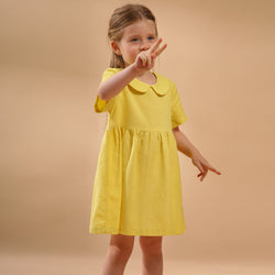 Summer Cotton Linen Doll Collar Baby Princess Dress