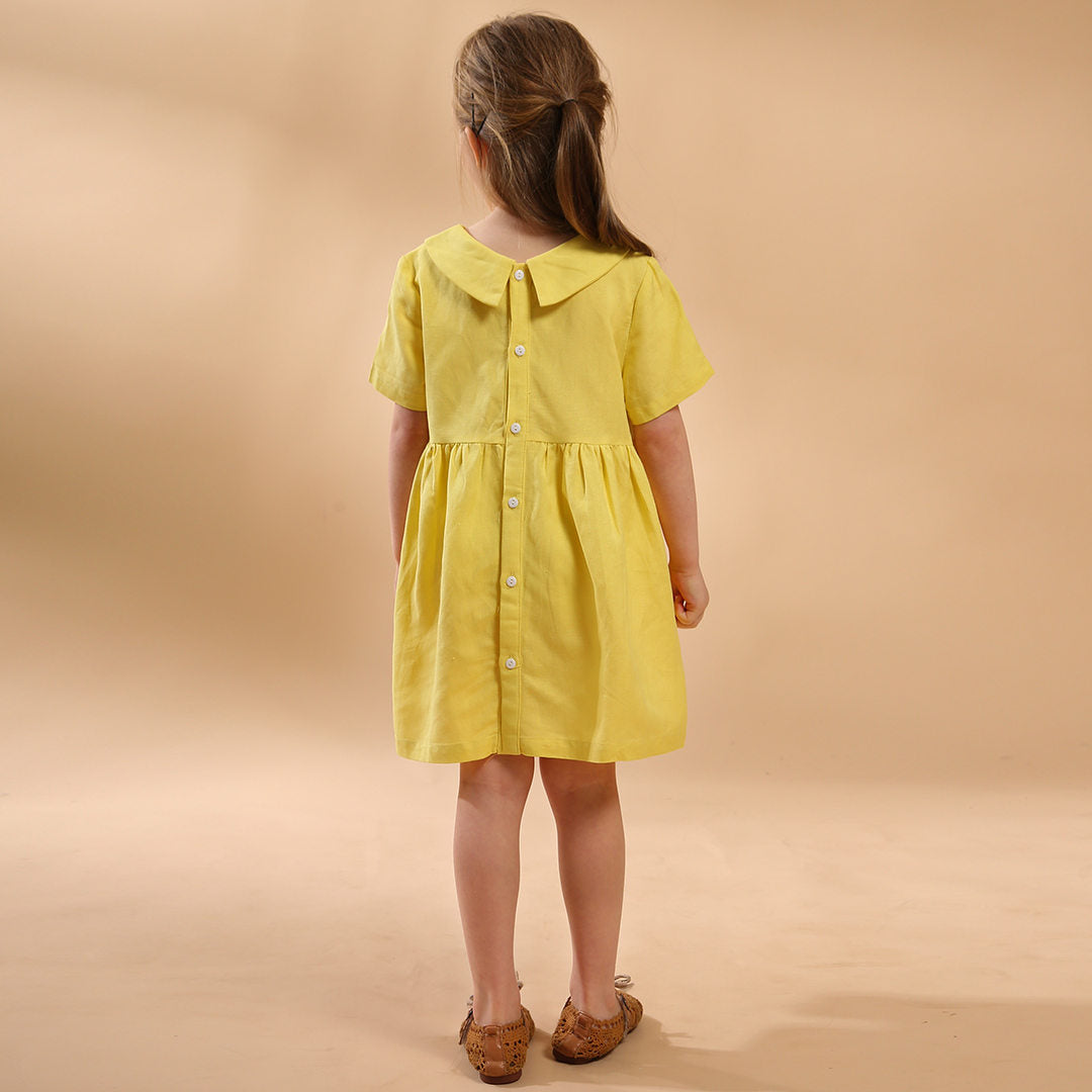 Summer Cotton Linen Doll Collar Baby Princess Dress