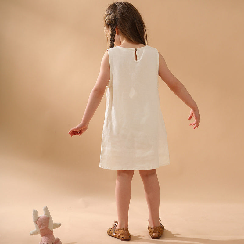 New Casual Sleeveless Solid Toddler Kids Dresses With Pockets