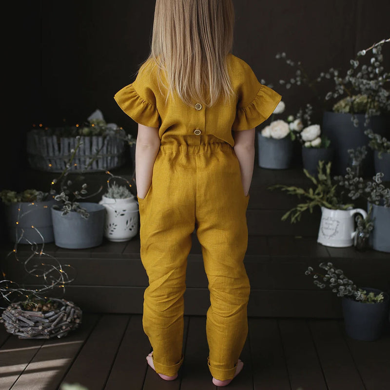 Girls Retro Cotton And Linen Loose Jumpsuit GH49-（Hand Made)