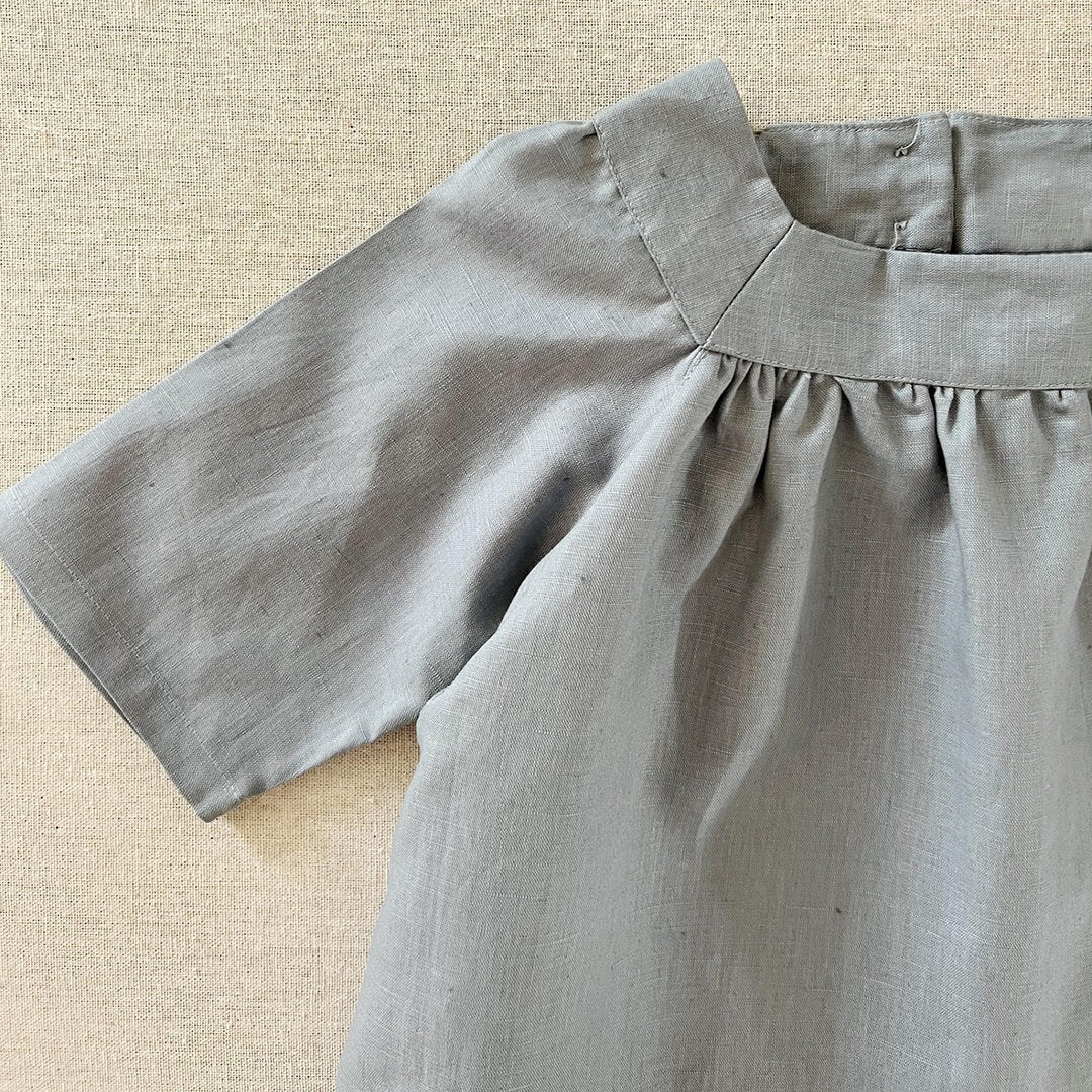 Girls Square Neck Loose Dress 223870KLP-(Handmade)