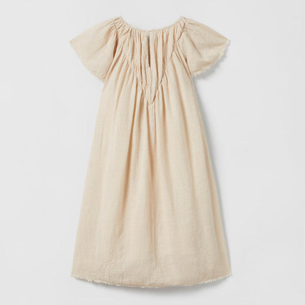 Girls' Ruffled Cap Sleeve Dress VV12-（Hand Made)