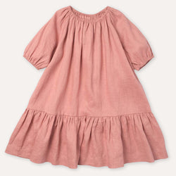 Kid's Gathered Puff Sleeve Dress 223867KLP-(Hand Made)