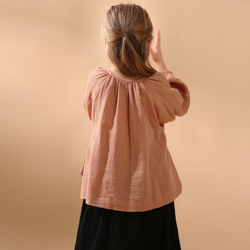 New Girl Bow Round Neck Casual Loose Long-Sleeved Shirts