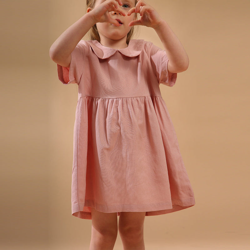 Summer Cotton Linen Doll Collar Baby Princess Dress