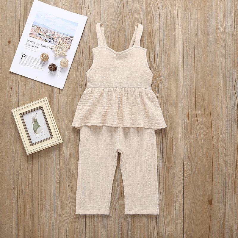 Girls Ruffle Romper Sleeveless Backless Jumpsuits GH53