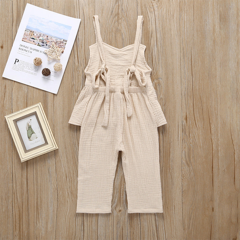 Girls Ruffle Romper Sleeveless Backless Jumpsuits GH53