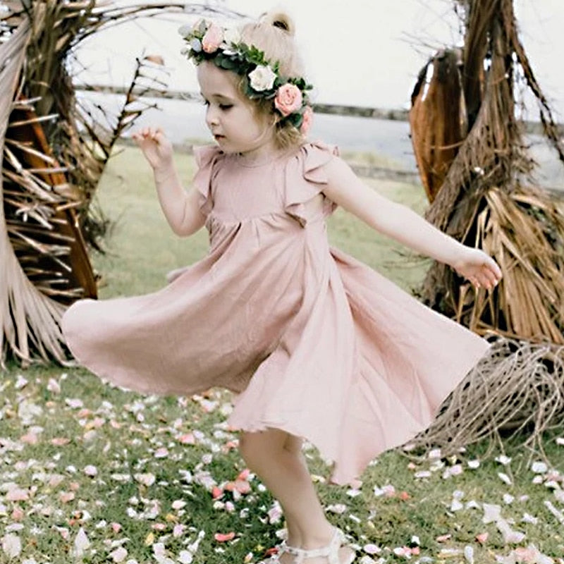 New Cotton And Linen Flower Girls Dress TZ84