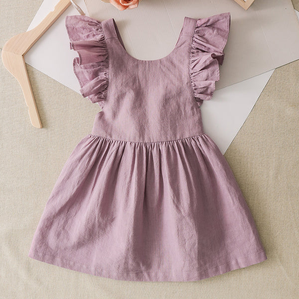 Girl Solid Color Sleeveless Princess Dress TZ47