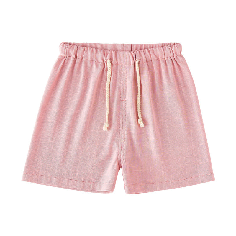 Children Breathable Drawstring Waist Linen Pants WT620