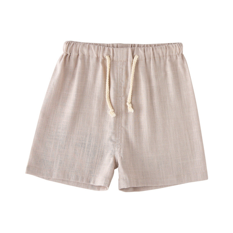 Children Breathable Drawstring Waist Linen Pants WT620