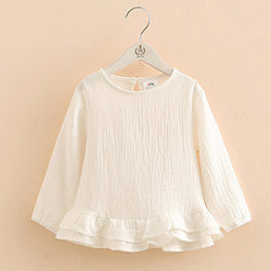 Girls Cotton And Linen Blouse Breathable Shirts WT020