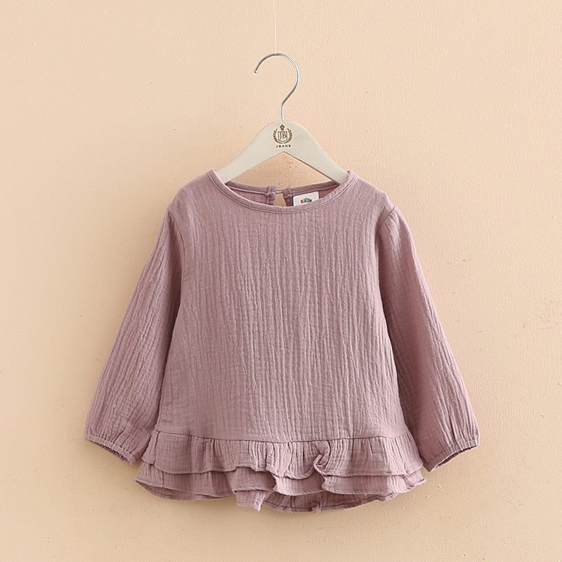 Girls Cotton And Linen Blouse Breathable Shirts WT020