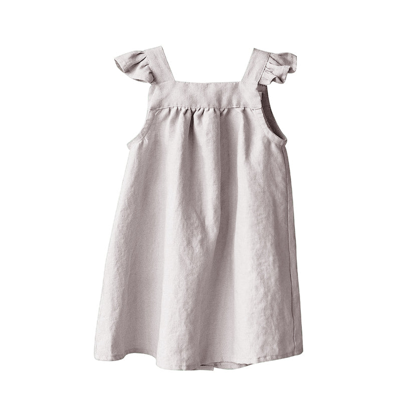 Girls Literary Petal Sleeves Loose Baby Girl Strap Princess Dresses TZ04