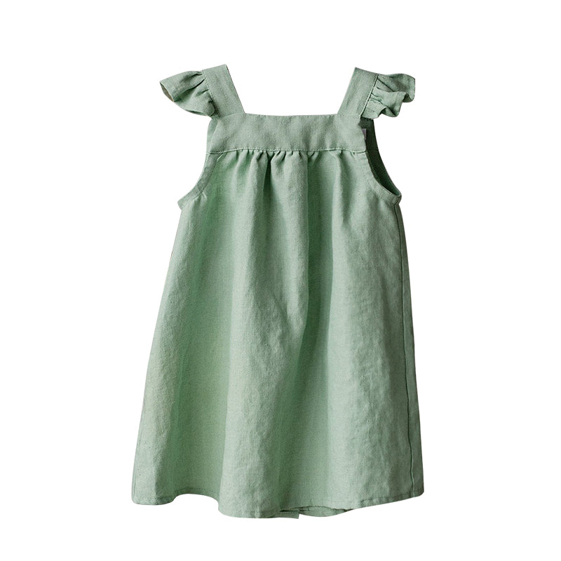 Girls Literary Petal Sleeves Loose Baby Girl Strap Princess Dresses TZ04