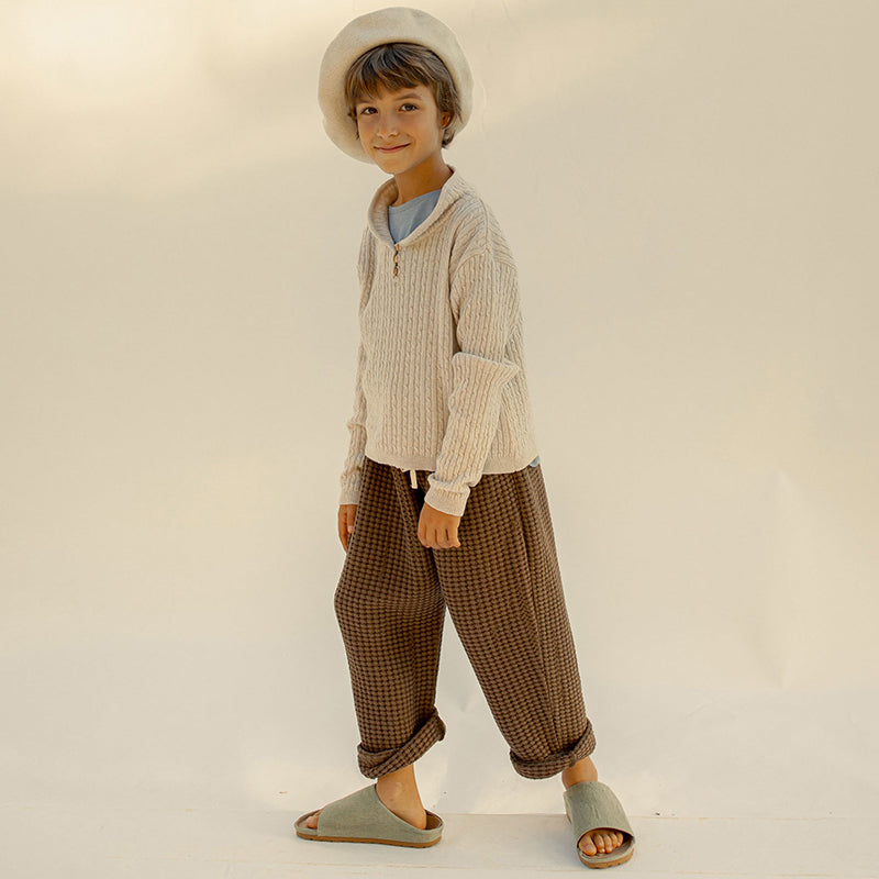 Casual Retro Waffle Trousers Straight Pants TZ109