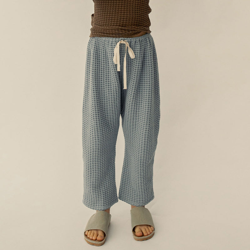 Casual Retro Waffle Trousers Straight Pants TZ109