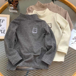 Children's Thin Fleece Half High Collar Warm Long-Sleeved T-Shirt WTB54