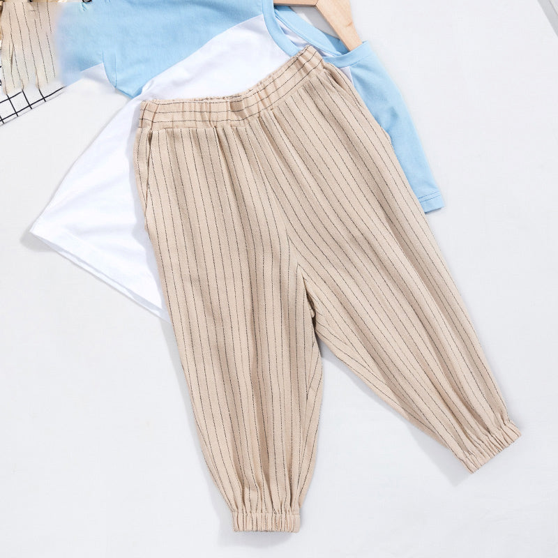 Children's Trousers  Cotton And Linen Pants Striped Bloomers Simple Baby Kids Pants MZ19BXA0078T