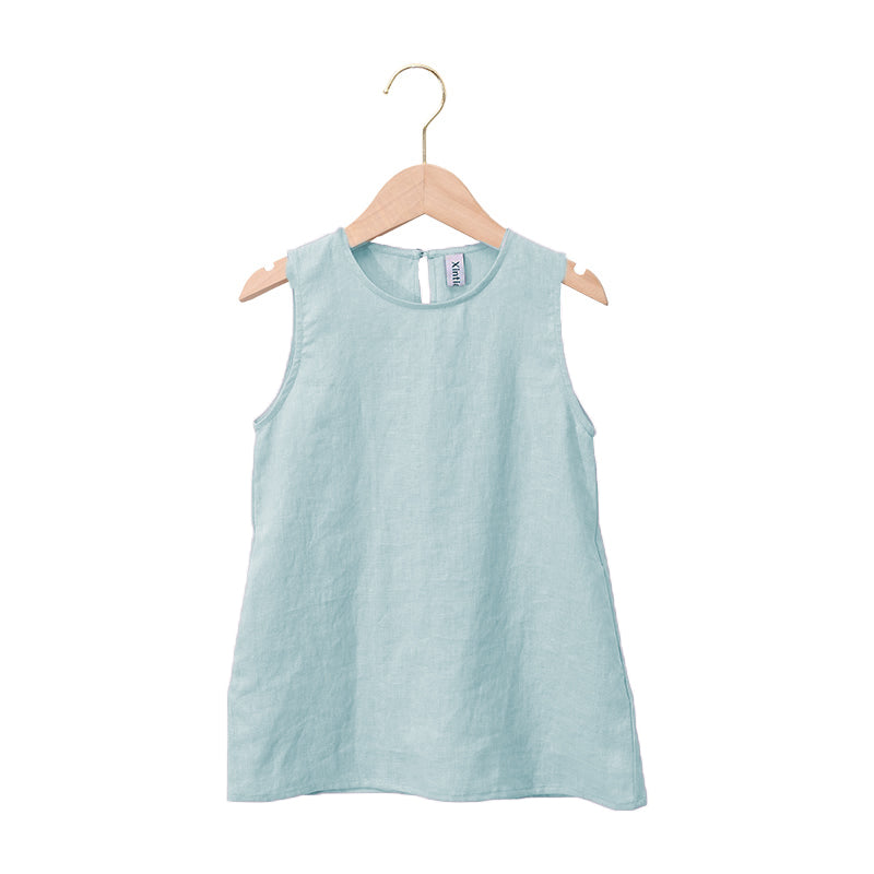 New Casual Sleeveless Solid Toddler Kids Dresses With Pockets