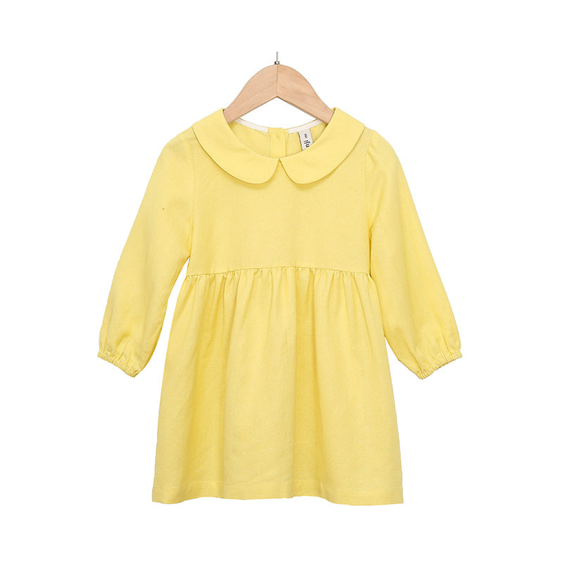 Summer Cotton Linen Doll Collar Baby Princess Dress