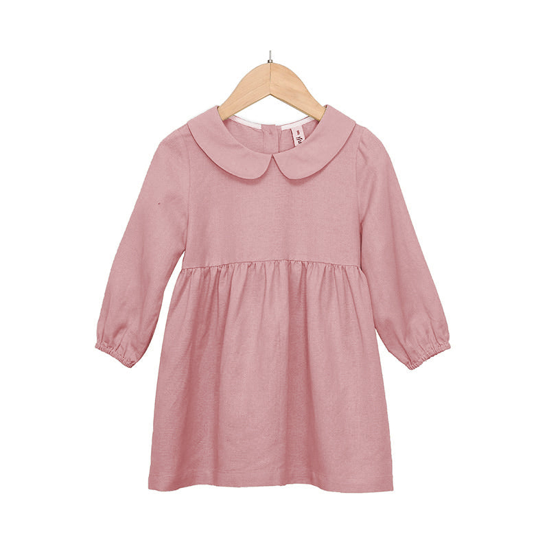 Summer Cotton Linen Doll Collar Baby Princess Dress