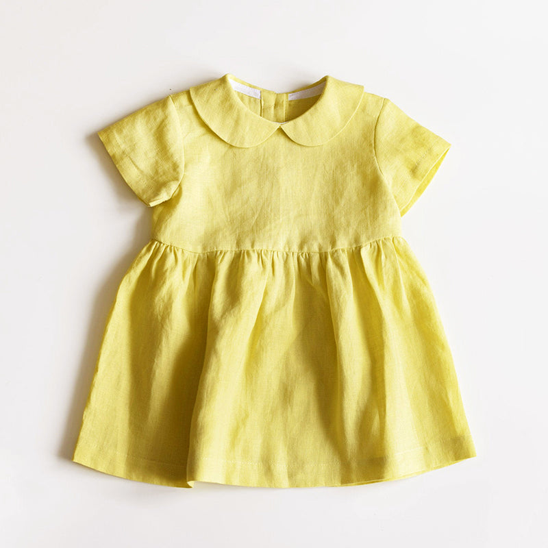 Summer Cotton Linen Doll Collar Baby Princess Dress