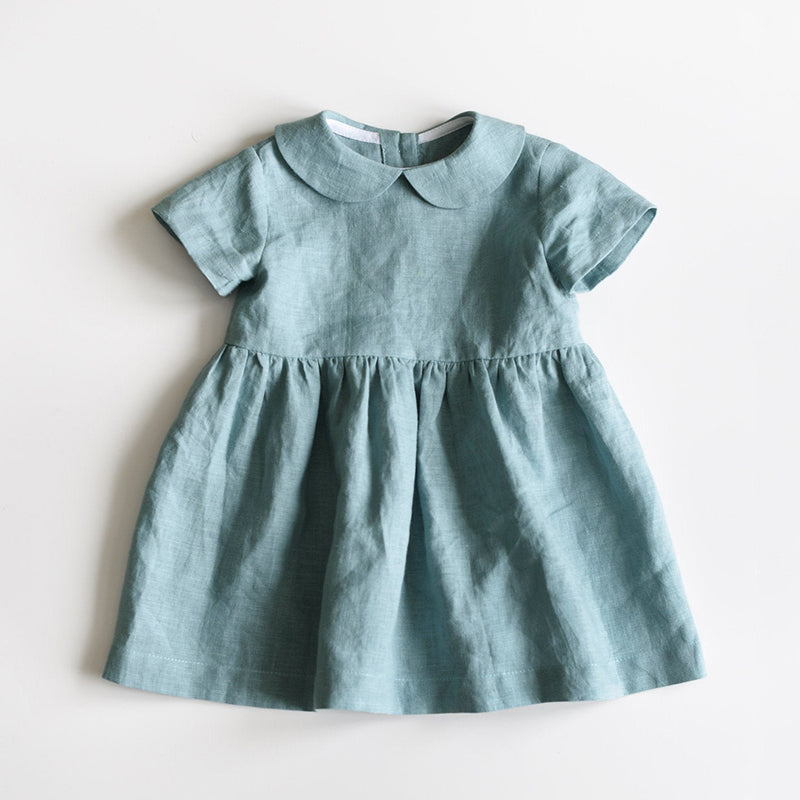 Summer Cotton Linen Doll Collar Baby Princess Dress