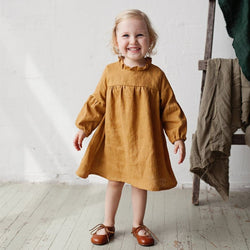 Spring Autumn New Children's Casual Solid Pleat Dresses TZ37