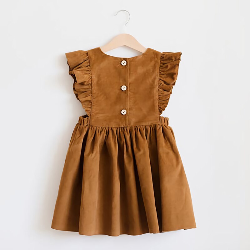 Girl's Retro Ruffle Linen Dress TZ025