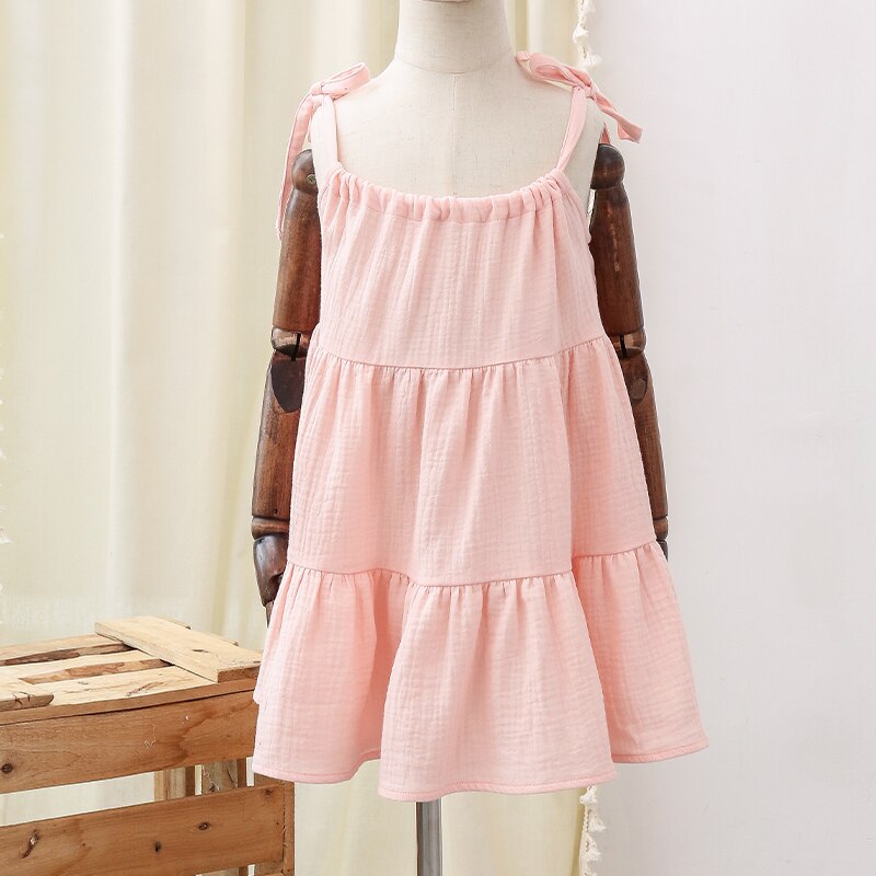 Children's Sleeveless Casual Loose Layered Ruffle Dresses TZ66