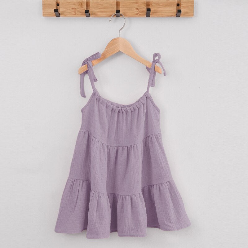 Children's Sleeveless Casual Loose Layered Ruffle Dresses TZ66