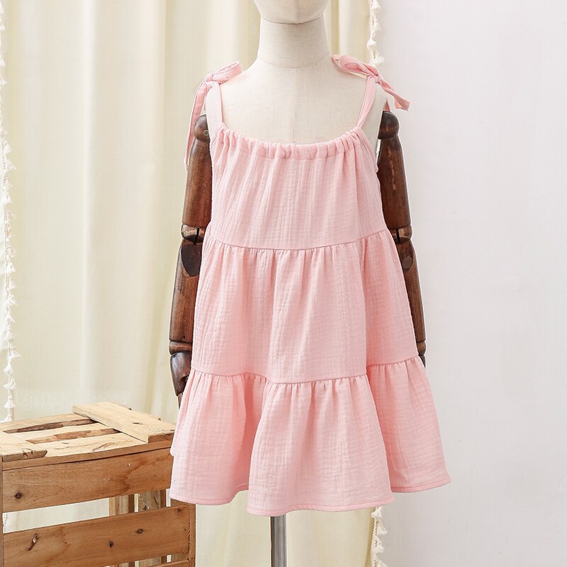 Children's Sleeveless Casual Loose Layered Ruffle Dresses TZ66