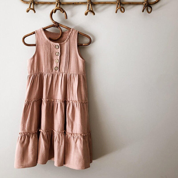 Girls New Beach Style Ruffled Casual Sleeveless Suspender Dresses TZP16-(Hand Made)