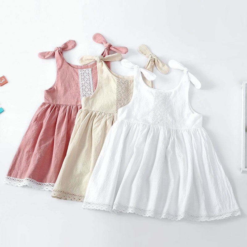Girls Cotton And Linen Lace Princess Dress WT011