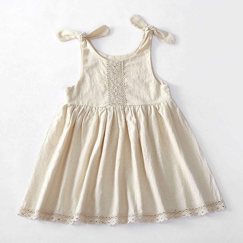 Girls Cotton And Linen Lace Princess Dress WT011
