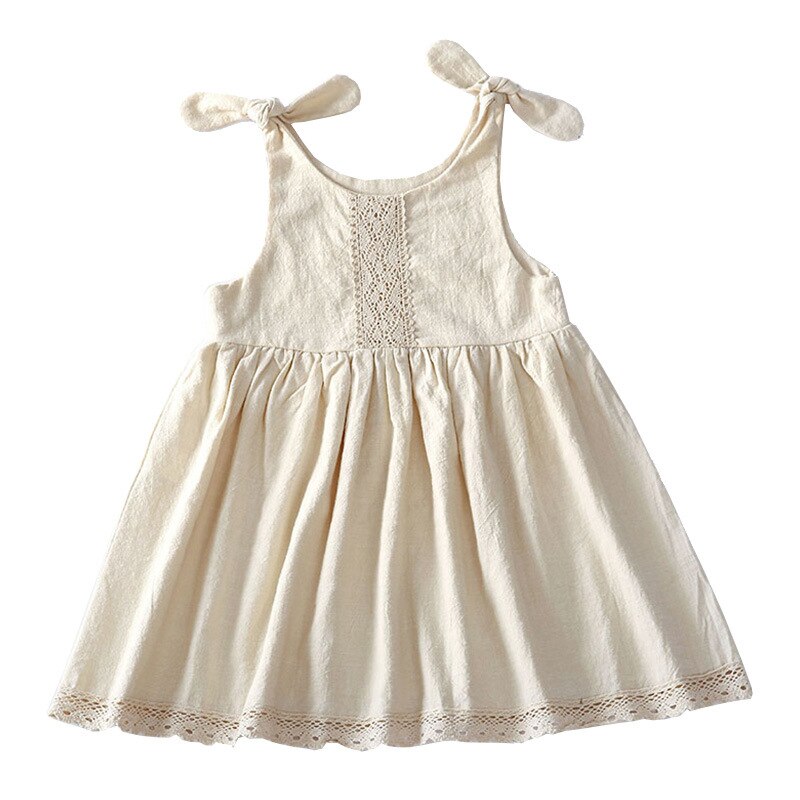 Girls Cotton And Linen Lace Princess Dress WT011