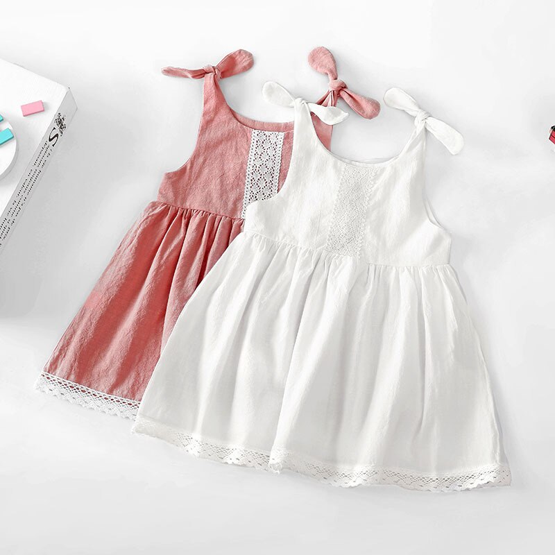 Girls Cotton And Linen Lace Princess Dress WT011