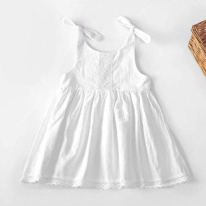 Girls Cotton And Linen Lace Princess Dress WT011