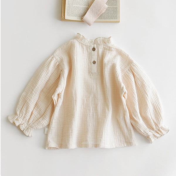 Girls Cotton And Linen Shirts Casual Blouse WT031