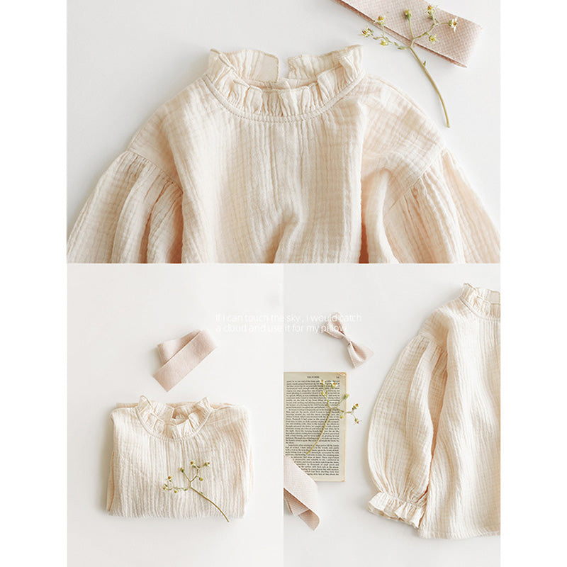 Girls Cotton And Linen Shirts Casual Blouse WT031