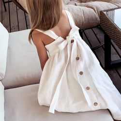 Girls' Cotton And Linen Sleeveless Suspender Dress TZ77