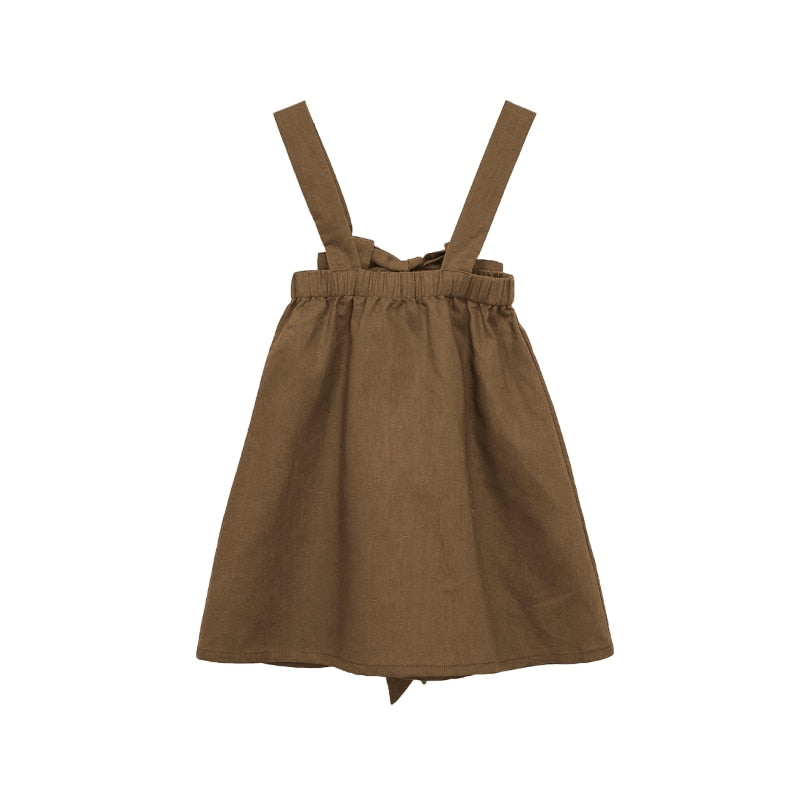 Girls Cotton-Linen Back Suspender Dress TZ35