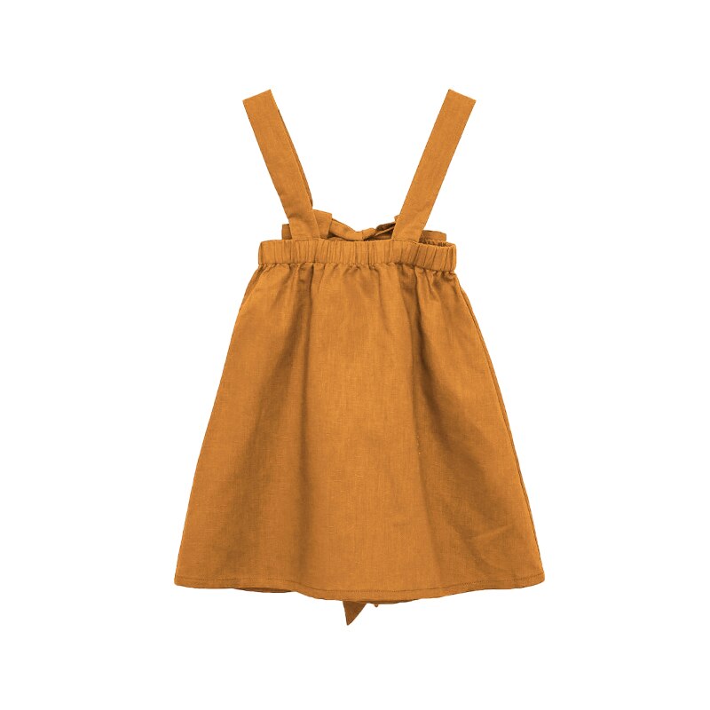 Girls Cotton-Linen Back Suspender Dress TZ35