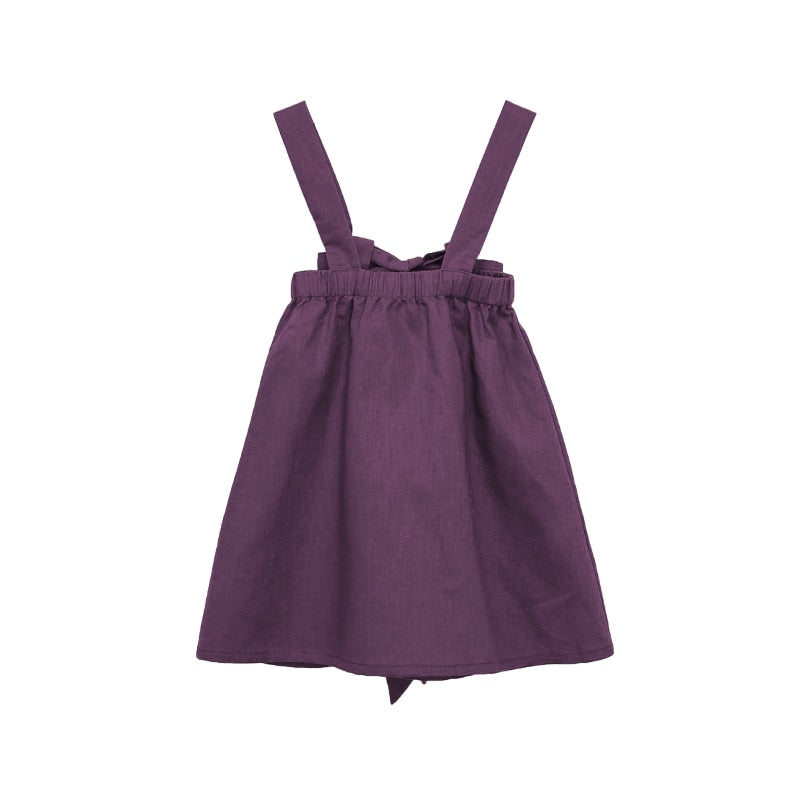 Girls Cotton-Linen Back Suspender Dress TZ35