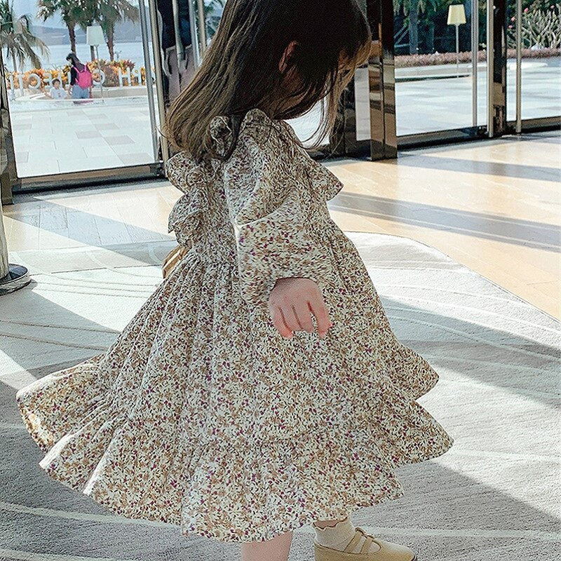 Girls Floral New Long-Sleeve Printed  Dresses WTA11