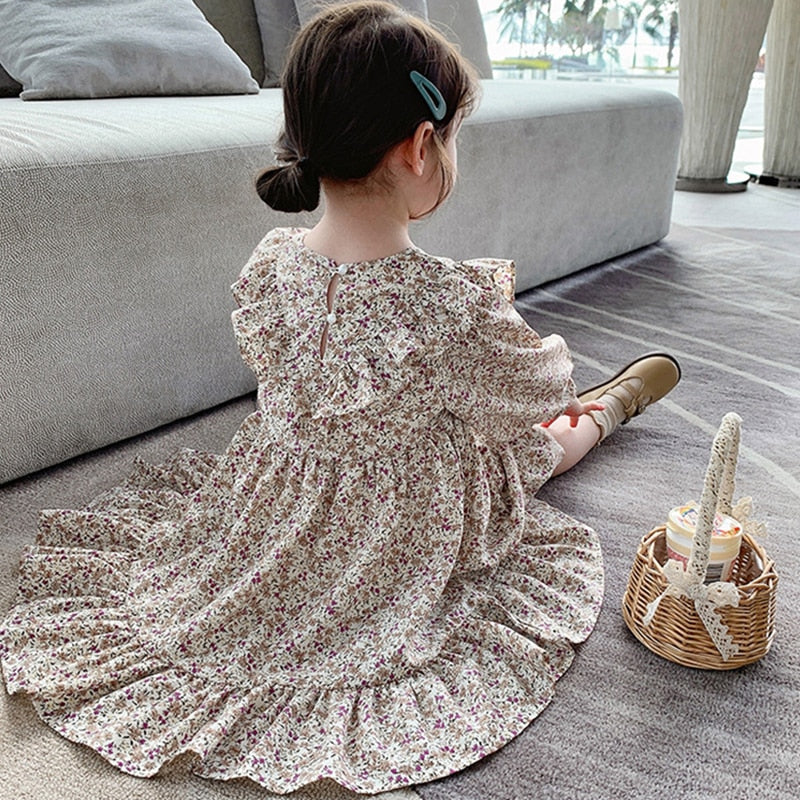 Girls Floral New Long-Sleeve Printed  Dresses WTA11