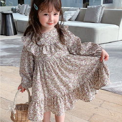 Girls Floral New Long-Sleeve Printed  Dresses WTA11